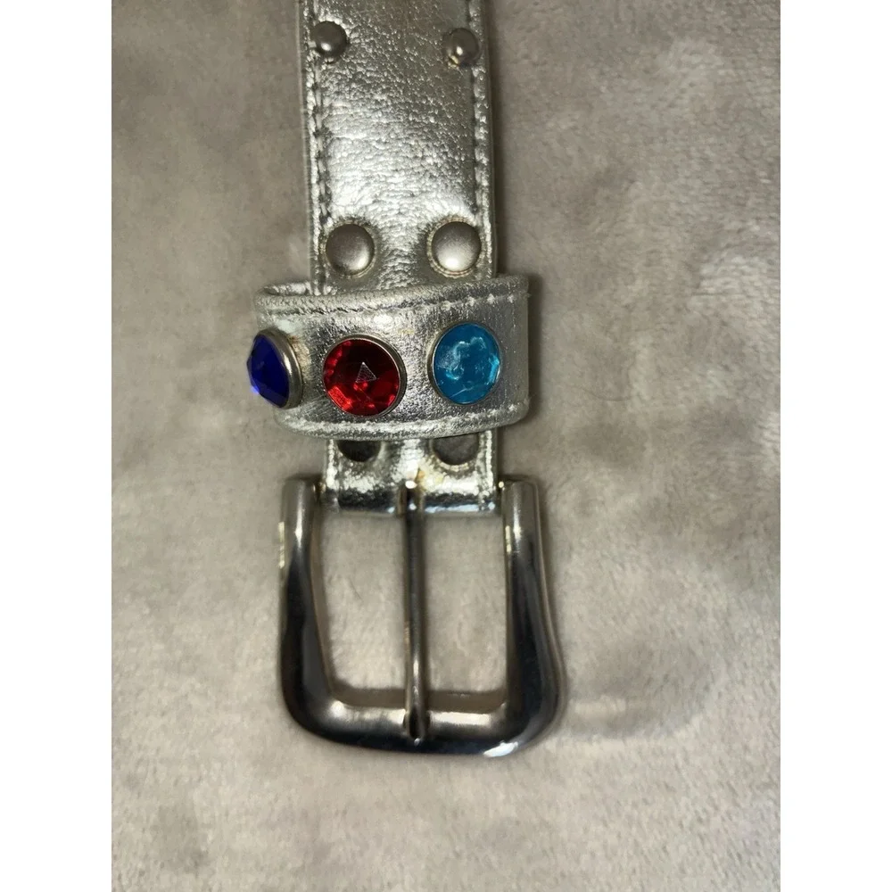 Vintage Belt Women's S/M Silver Rhinestone Belt Studded 80s Party Cowgirl 26-30